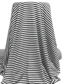 White/Black Polyester/Lycra Horizontal Stripe Weave Jersey Knit 64W