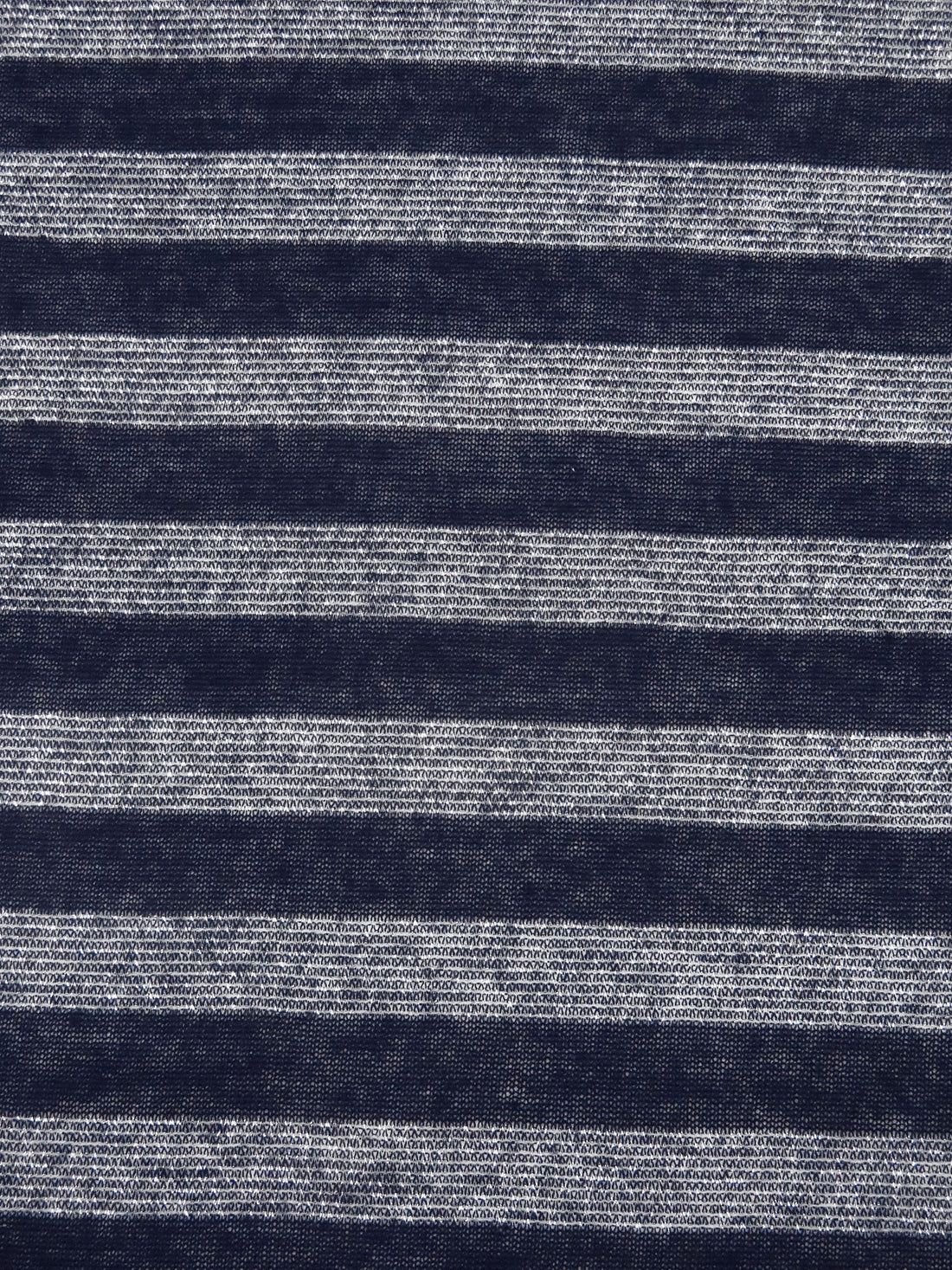 Midnight Navy/Silver Rayon/Cotton/Metallic Horizontal Foil Stripe Weave Tissue Jersey Knit 64W