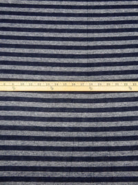 Midnight Navy/Silver Rayon/Cotton/Metallic Horizontal Foil Stripe Weave Tissue Jersey Knit 64W