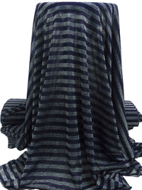 Midnight Navy/Silver Rayon/Cotton/Metallic Horizontal Foil Stripe Weave Tissue Jersey Knit 64W
