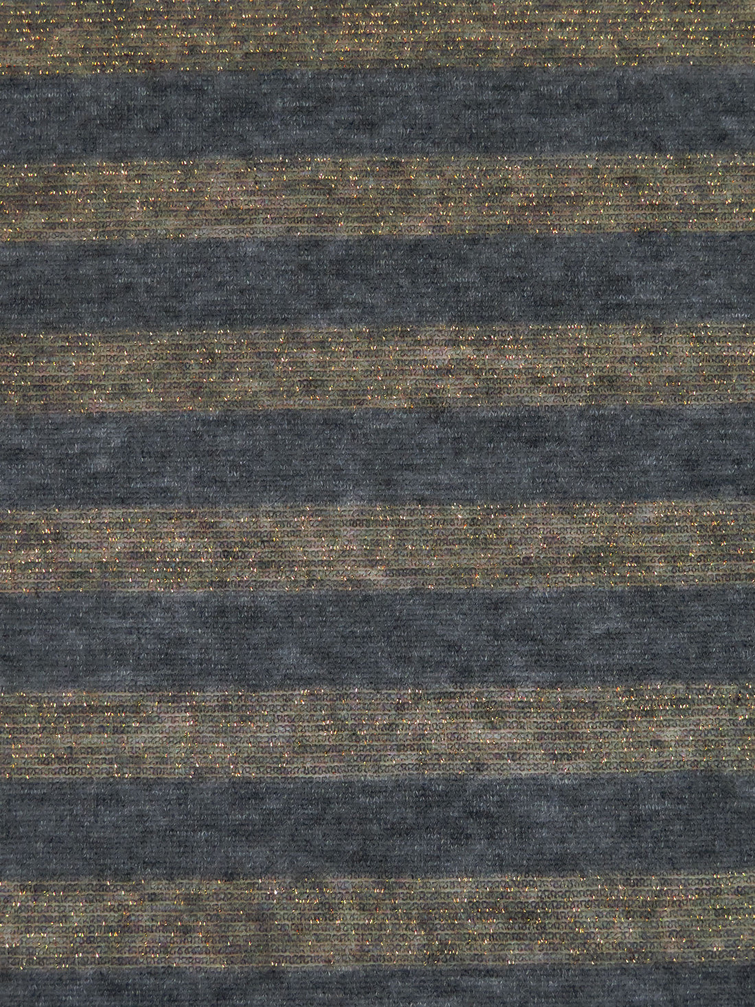 Dark Anchor Gray/Gold Rayon/Cotton/Metallic Horizontal Foil Stripe Weave Tissue Jersey Knit 64W