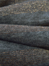 Dark Anchor Gray/Gold Rayon/Cotton/Metallic Horizontal Foil Stripe Weave Tissue Jersey Knit 64W