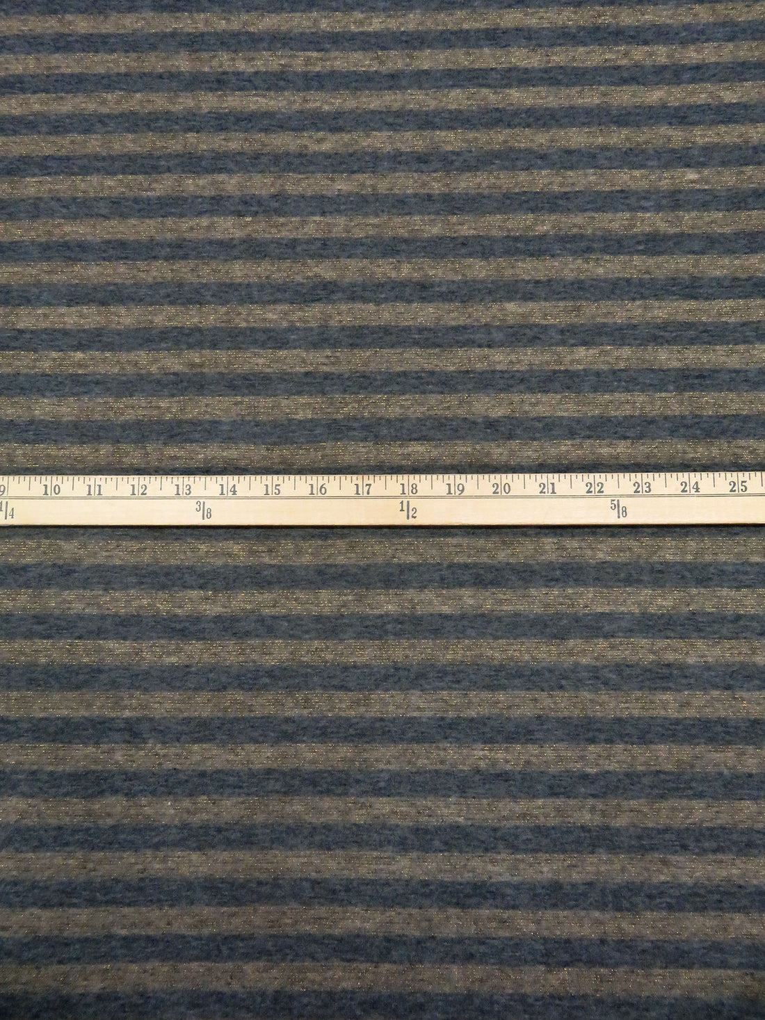 Dark Anchor Gray/Gold Rayon/Cotton/Metallic Horizontal Foil Stripe Weave Tissue Jersey Knit 64W