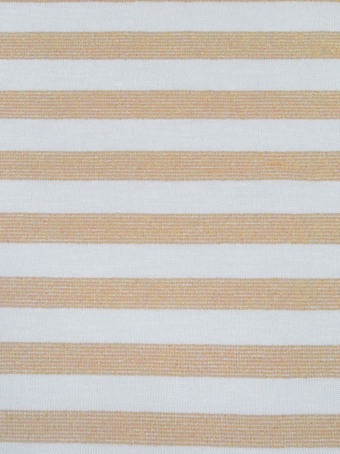 White/Gold Rayon/Cotton/Metallic Horizontal Foil Stripe Weave Tissue Jersey Knit 66W