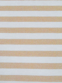 White/Gold Rayon/Cotton/Metallic Horizontal Foil Stripe Weave Tissue Jersey Knit 66W