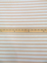 White/Gold Rayon/Cotton/Metallic Horizontal Foil Stripe Weave Tissue Jersey Knit 66W