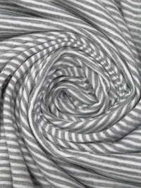 Iron Gray/White Cotton/Polyester Reversible Horizontal Stripe Weave Double Weave Knit 60W