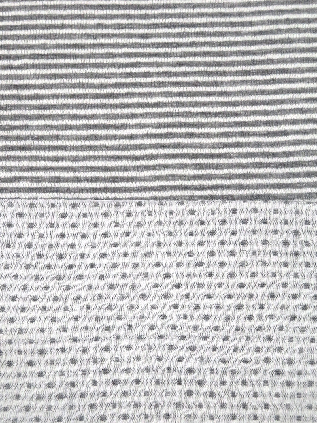 Iron Gray/White Cotton/Polyester Reversible Horizontal Stripe Weave Double Weave Knit 60W