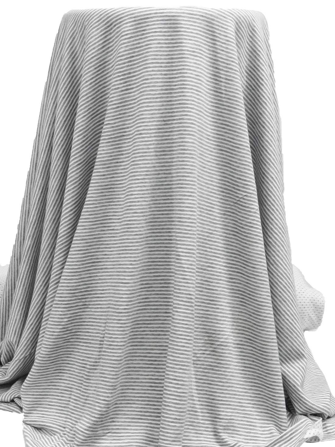 Iron Gray/White Cotton/Polyester Reversible Horizontal Stripe Weave Double Weave Knit 60W