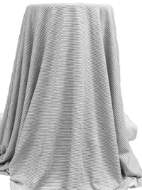 Iron Gray/White Cotton/Polyester Reversible Horizontal Stripe Weave Double Weave Knit 60W