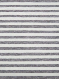 White/Taupe Gray Cotton/Polyester Horizontal Stripe Weave French Terry Knit 62W