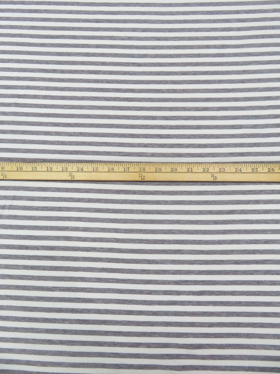 White/Taupe Gray Cotton/Polyester Horizontal Stripe Weave French Terry Knit 62W