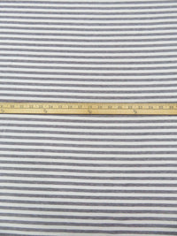 White/Taupe Gray Cotton/Polyester Horizontal Stripe Weave French Terry Knit 62W