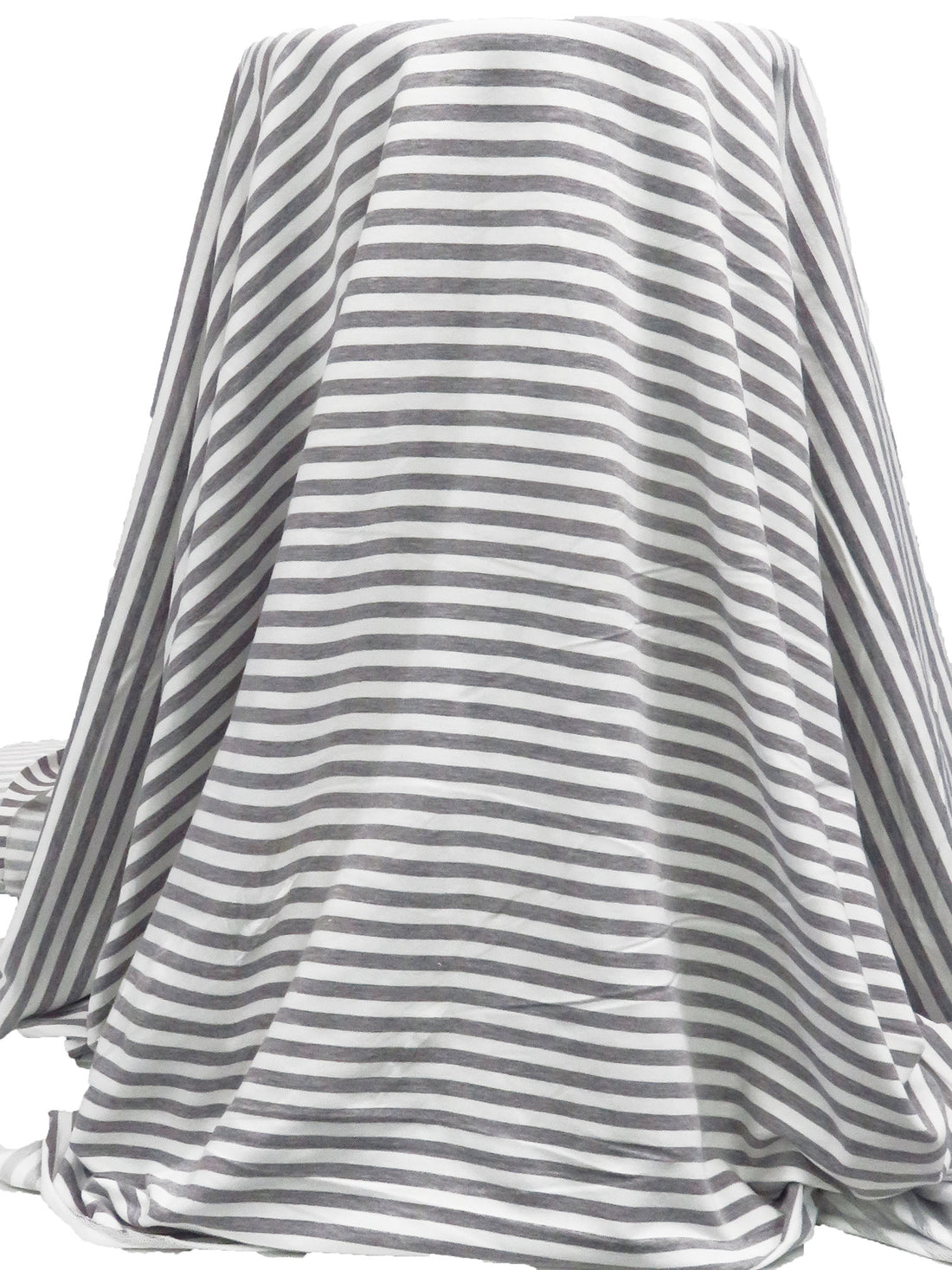 White/Taupe Gray Cotton/Polyester Horizontal Stripe Weave French Terry Knit 62W