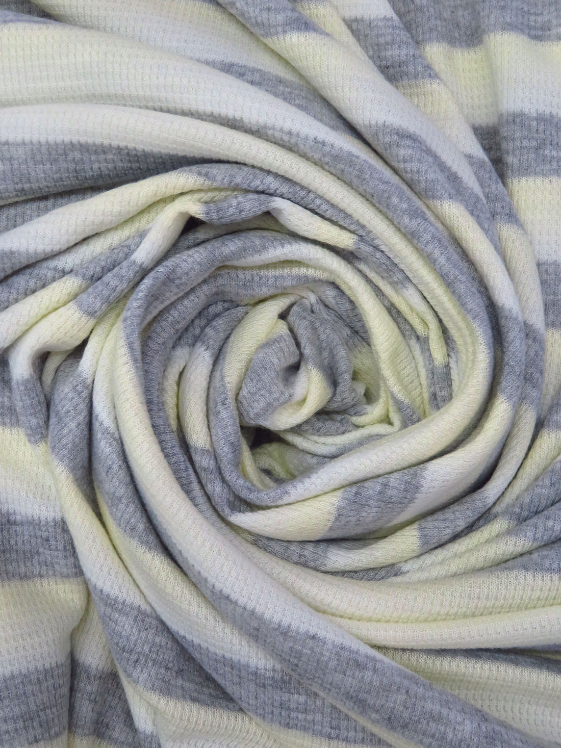 White/Gray/Cream 100% Polyester Horizontal Stripe Weave Thermal Knit 64W