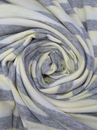 White/Gray/Cream 100% Polyester Horizontal Stripe Weave Thermal Knit 64W