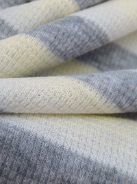 White/Gray/Cream 100% Polyester Horizontal Stripe Weave Thermal Knit 64W