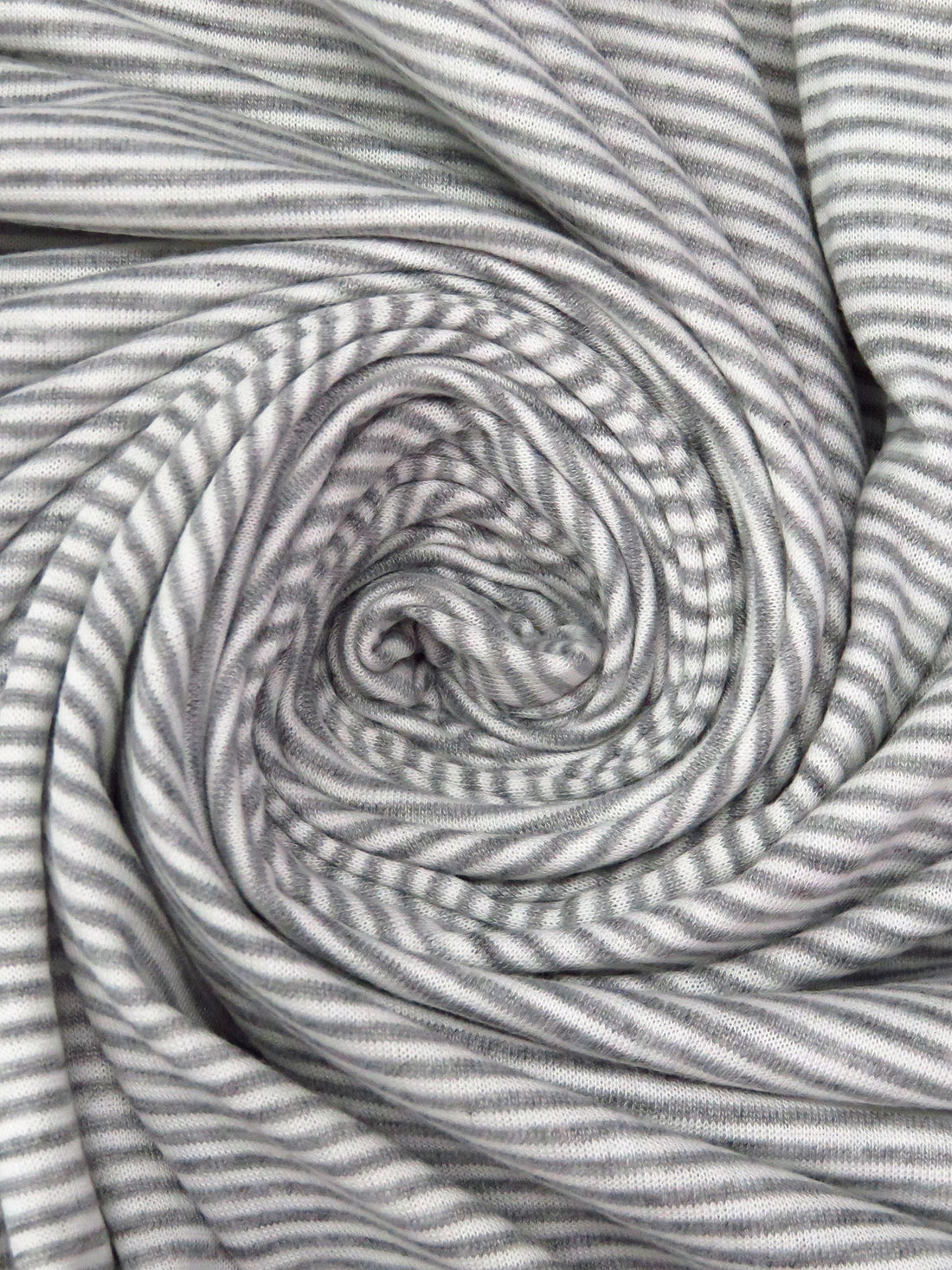 Medium Gray/White Cotton/Polyester Horizontal Stripe Double Weave Knit 60W