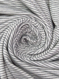 Medium Gray/White Cotton/Polyester Horizontal Stripe Double Weave Knit 60W