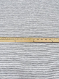 Medium Gray/White Cotton/Polyester Horizontal Stripe Double Weave Knit 60W