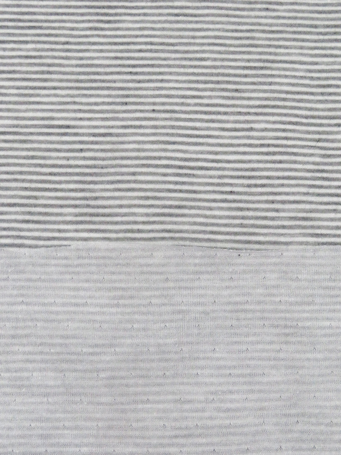 Medium Gray/White Cotton/Polyester Horizontal Stripe Double Weave Knit 60W