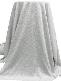 Medium Gray/White Cotton/Polyester Horizontal Stripe Double Weave Knit 60W