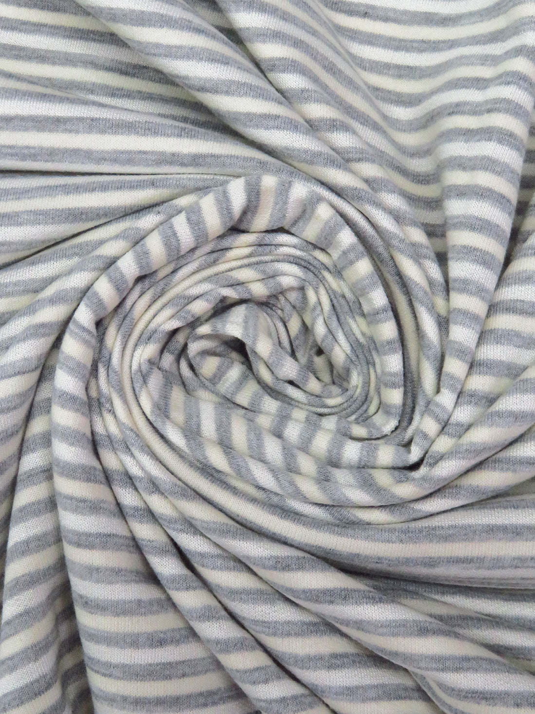 Seal Gray/White/Cream Polyester/Rayon Horizontal Stripe Weave French Terry Knit 62W