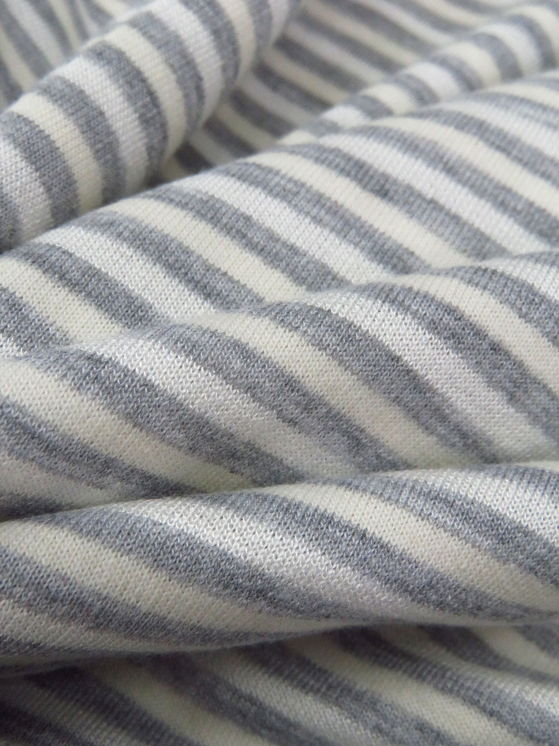 Seal Gray/White/Cream Polyester/Rayon Horizontal Stripe Weave French Terry Knit 62W