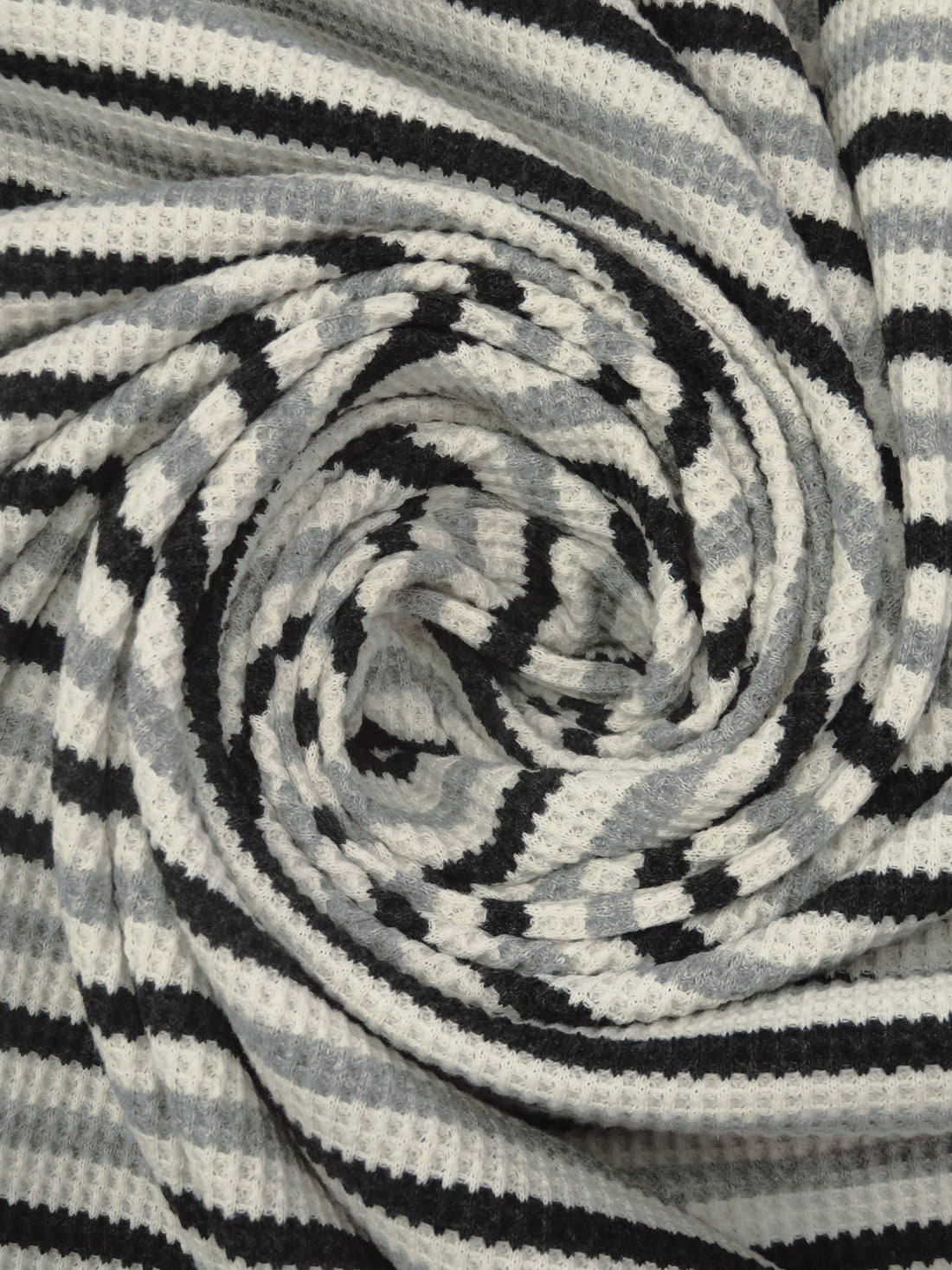 Charcoal/Bone/Dolphin Gray 100% Cotton Horizontal Stripe Weave Thermal Knit 62W