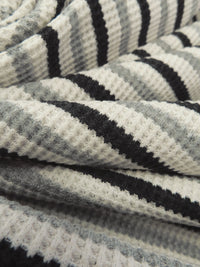 Charcoal/Bone/Dolphin Gray 100% Cotton Horizontal Stripe Weave Thermal Knit 62W