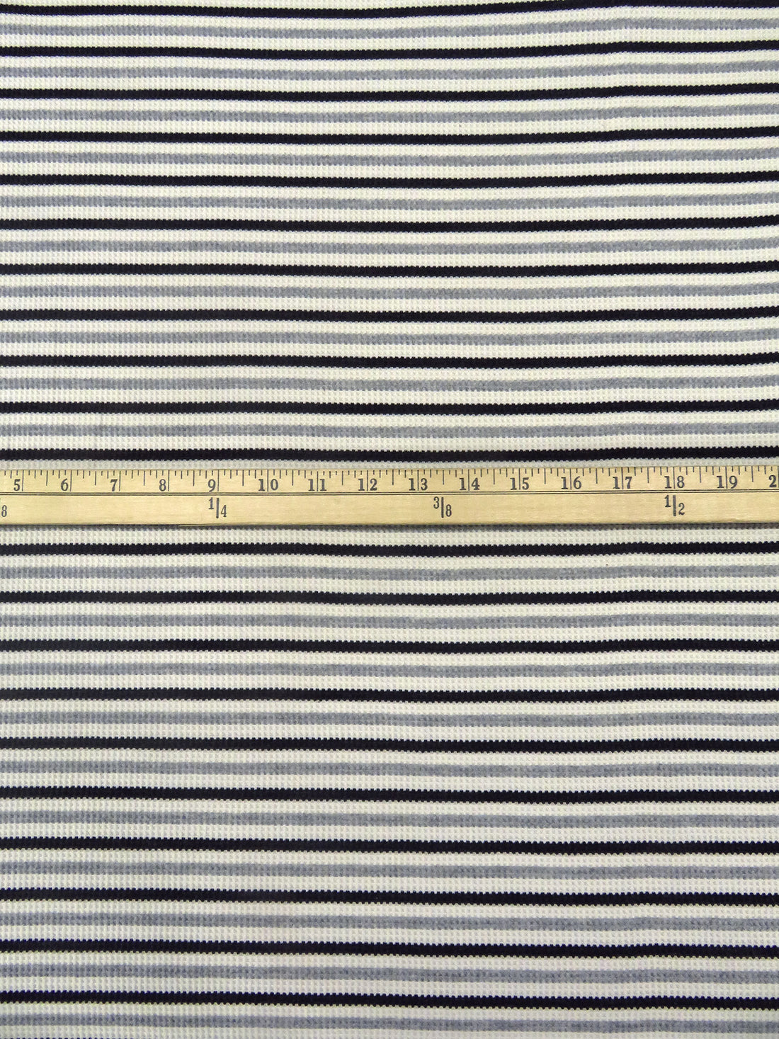Charcoal/Bone/Dolphin Gray 100% Cotton Horizontal Stripe Weave Thermal Knit 62W