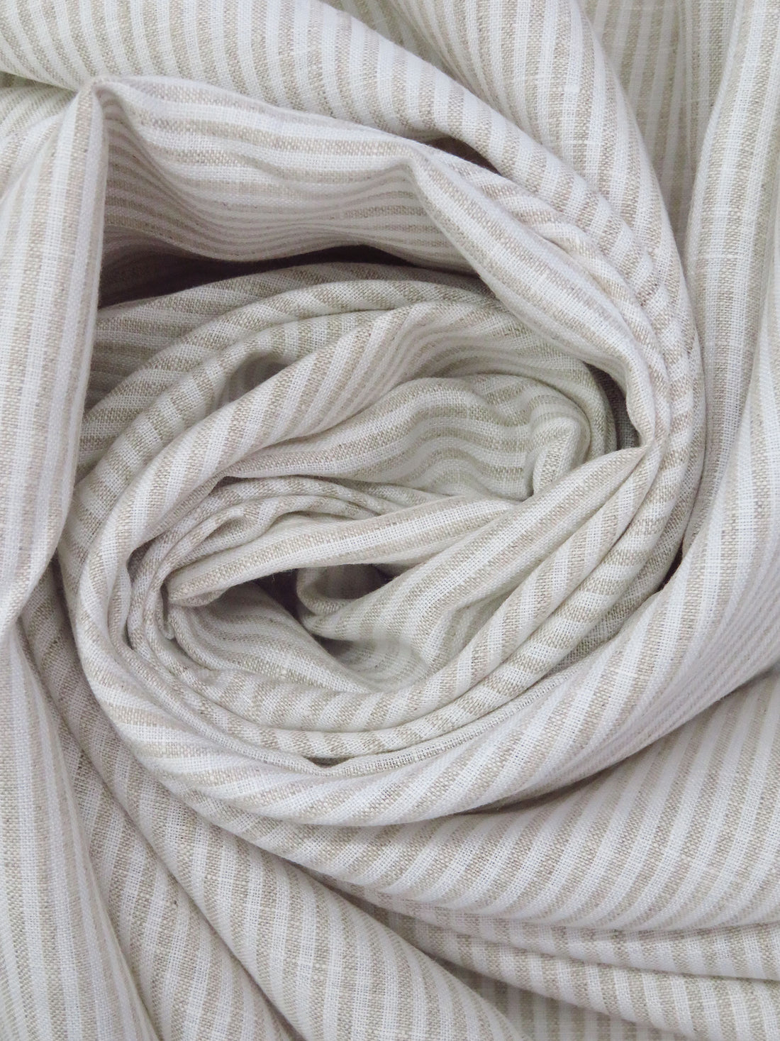 Dark Vanilla/White Cotton/Linen Vertical Stripe Weave Shirting 57W