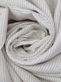 Dark Vanilla/White Cotton/Linen Vertical Stripe Weave Shirting 57W