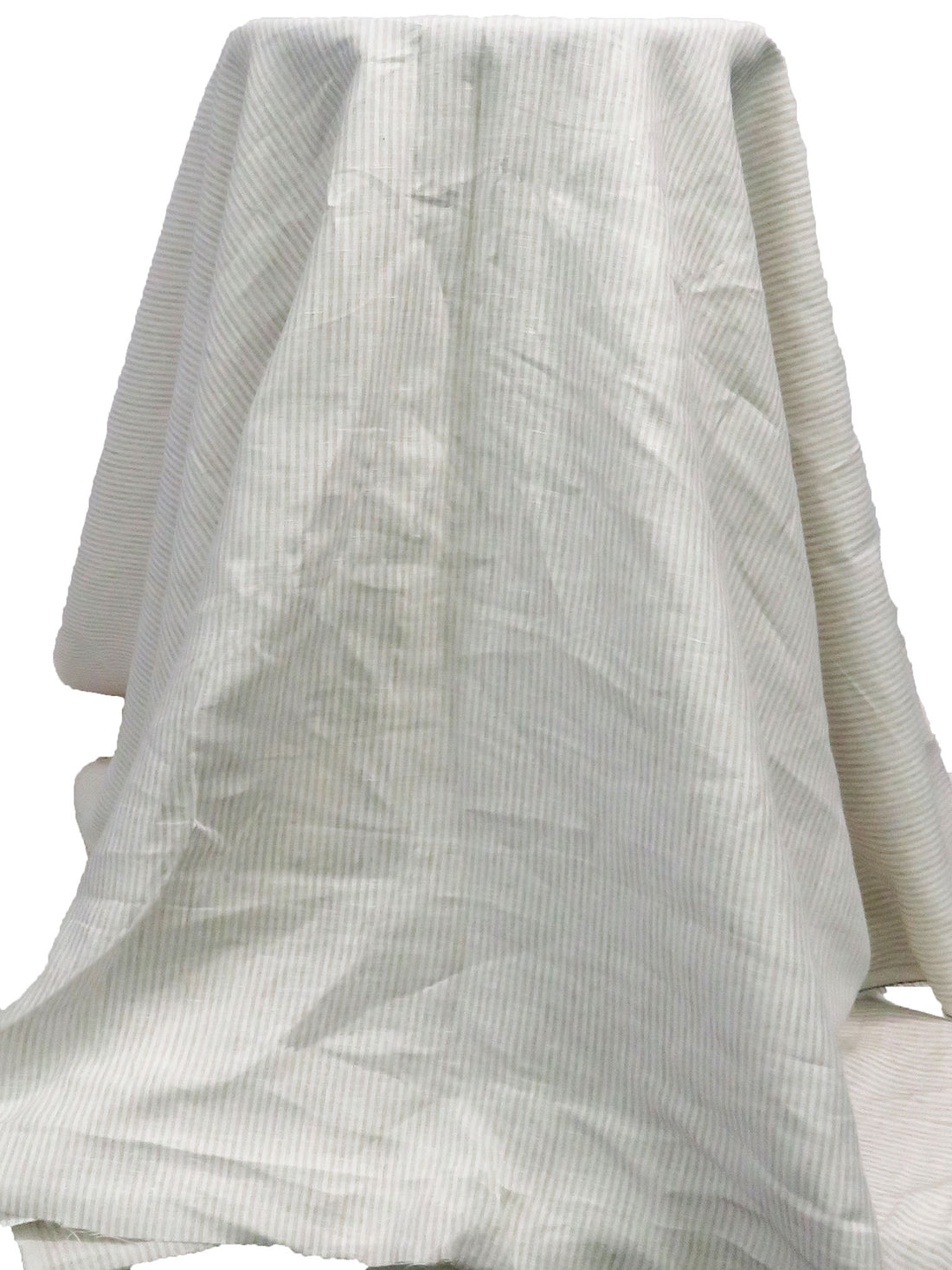 Dark Vanilla/White Cotton/Linen Vertical Stripe Weave Shirting 57W