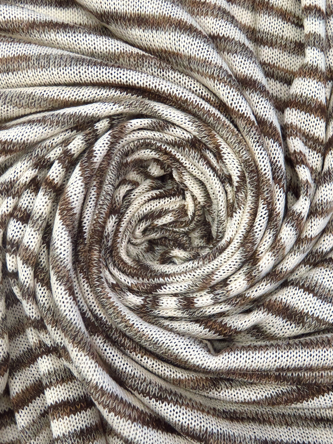 Beige/Camel/Chocolate/Multi Polyester/Rayon Horizontal Stripe Weave Sweater Knit 54W