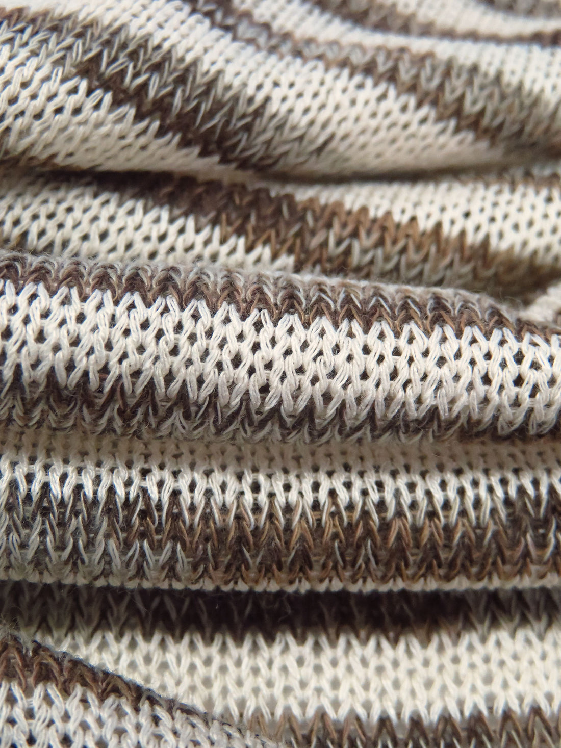 Beige/Camel/Chocolate/Multi Polyester/Rayon Horizontal Stripe Weave Sweater Knit 54W