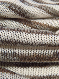 Beige/Camel/Chocolate/Multi Polyester/Rayon Horizontal Stripe Weave Sweater Knit 54W