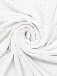 White 100% Cotton Diagonal Stripe Eyelet Dot French Terry Knit 60W