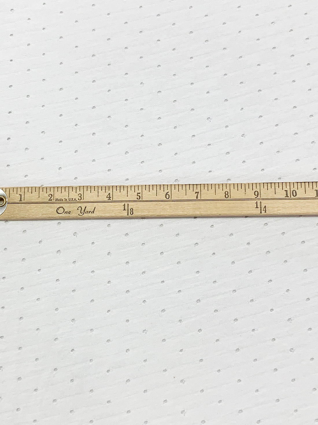 White 100% Cotton Diagonal Stripe Eyelet Dot French Terry Knit 60W