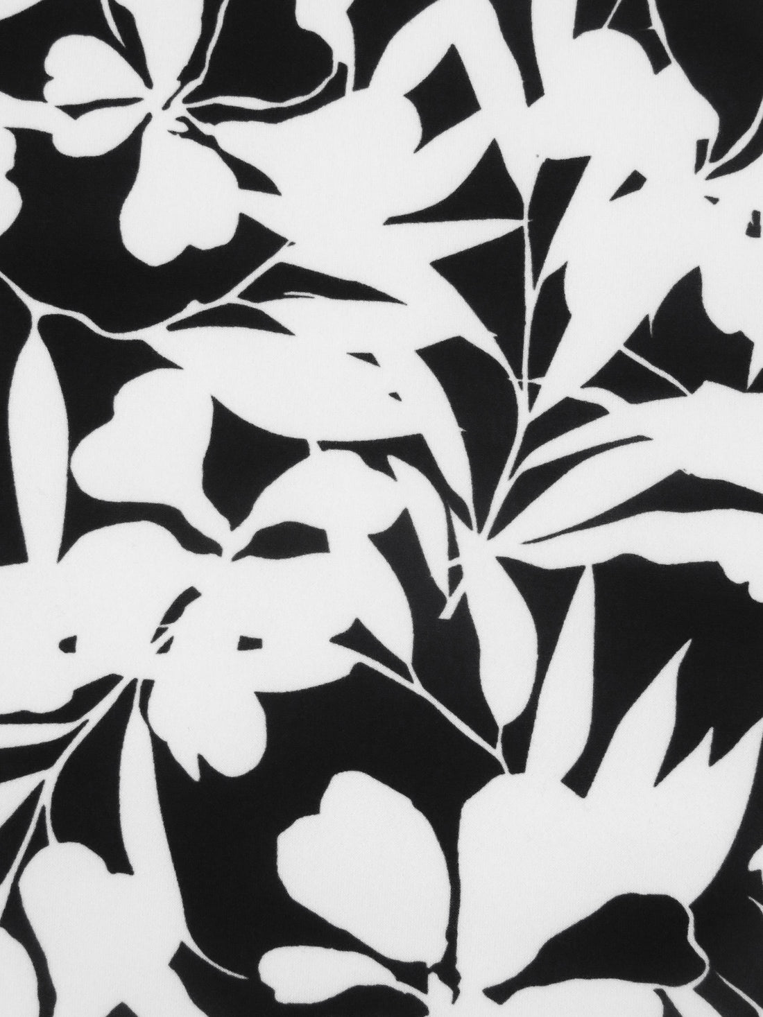 Black/Snow White Polyester/Lycra Abstract Floral Silhouette Print ITY Knit - NY Designer - 58W