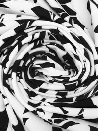 Black/Snow White Polyester/Lycra Abstract Floral Silhouette Print ITY Knit - NY Designer - 58W