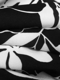 Black/Snow White Polyester/Lycra Abstract Floral Silhouette Print ITY Knit - NY Designer - 58W