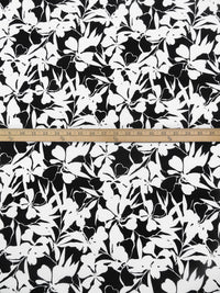 Black/Snow White Polyester/Lycra Abstract Floral Silhouette Print ITY Knit - NY Designer - 58W
