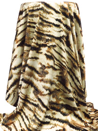 Wheat/Dark Brown/Black/Multi Polyester/Lycra Abstract Animal Print Stretch Charmeuse - NY Designer - 57W