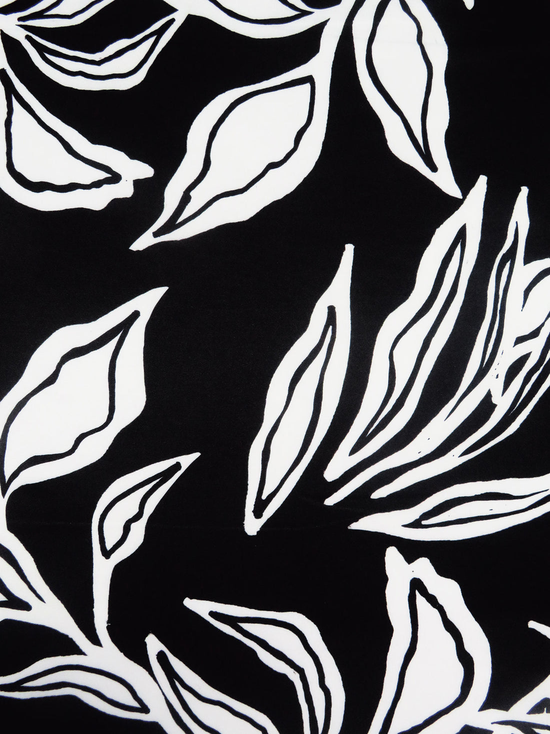 Black/White Polyester/Lycra Abstract Leaf Print DTY Knit - NY Designer - 62W