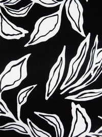 Black/White Polyester/Lycra Abstract Leaf Print DTY Knit - NY Designer - 62W