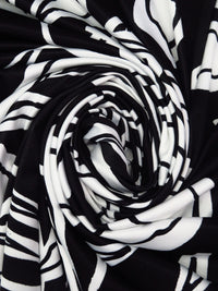 Black/White Polyester/Lycra Abstract Leaf Print DTY Knit - NY Designer - 62W