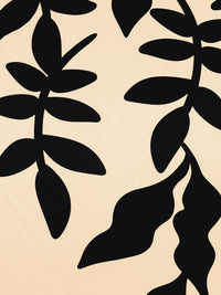 Champagne/Black Polyester/Lycra Leafy Branch Print Stretch Charmeuse - NY Designer - 56W