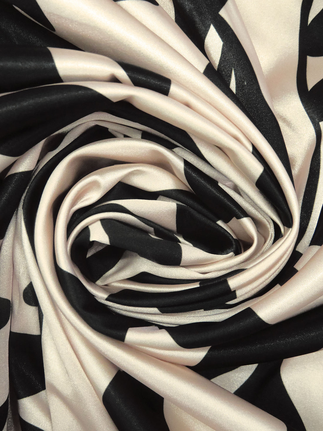 Champagne/Black Polyester/Lycra Leafy Branch Print Stretch Charmeuse - NY Designer - 56W