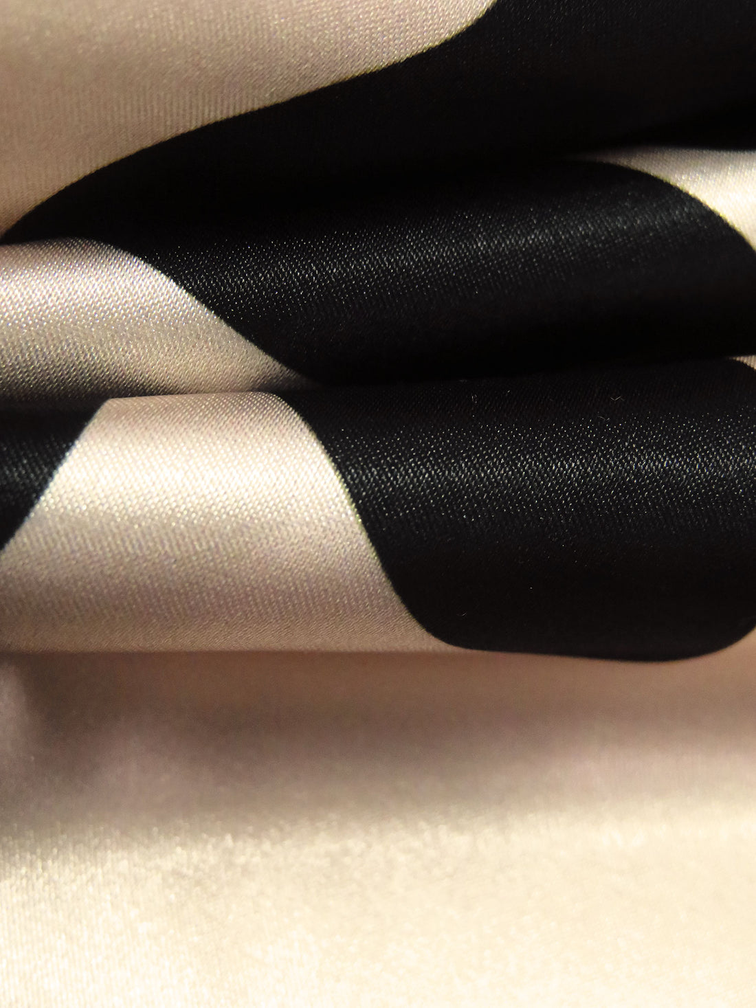 Champagne/Black Polyester/Lycra Leafy Branch Print Stretch Charmeuse - NY Designer - 56W